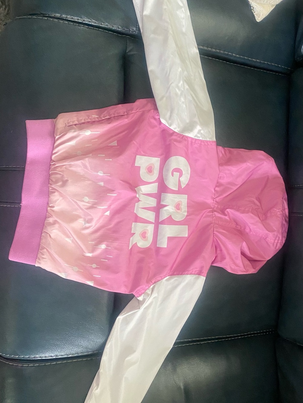 Members Only Pink and White 'GRL PWR' Hooded Swim Coverup